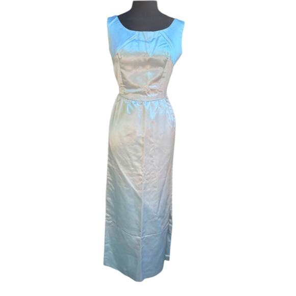 Vtg 60s Lace Top Satin Wiggle Coquette Romantic Maxi Dress Size XS Fairy Tale - Picture 6 of 8